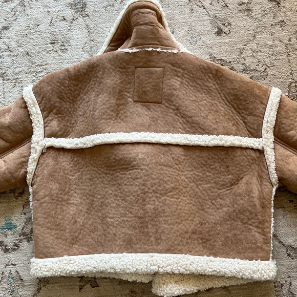 Cropped vegan suede shearling jacket size L - Picture 5 of 7